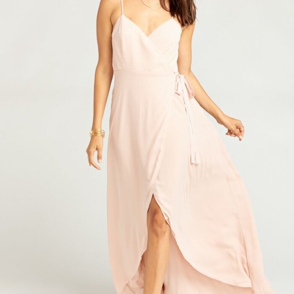 Mariah Wrap Dress in Dusty Blush Crisp